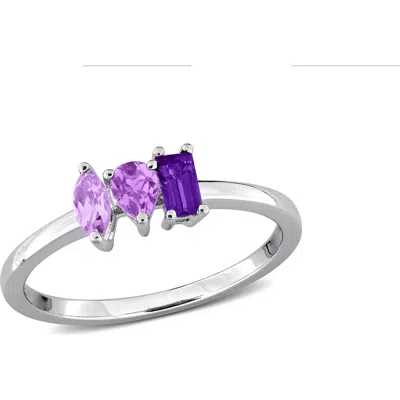 Delmar Multi-shaped Amethyst Rose Gold Plated Ring In Metallic
