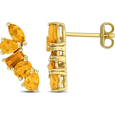 Delmar Multi-shaped Citrine Crawler Stud Earrings In Yellow