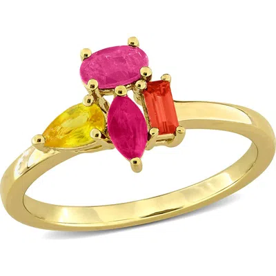 Delmar Multi-shaped Ruby Ring In Multicolor