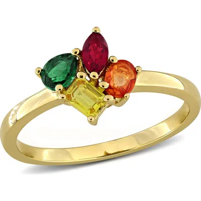 Delmar Multi-shaped Sapphire Cluster Ring In Multicolor