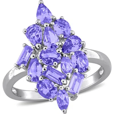 Delmar Multi-shaped Tanzanite Sterling Silver Cluster Ring In Purple