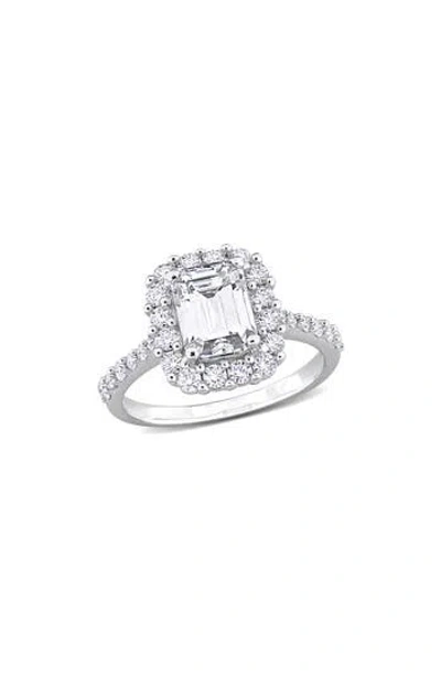 Delmar Octagon Moissanite Ring In White Silver