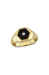 Delmar Onyx & Diamond Signet Ring In Gold