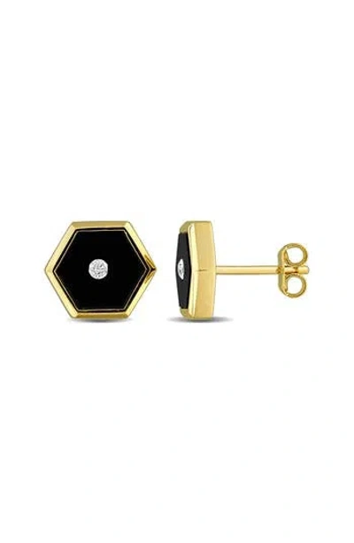 Delmar Onyx & Diamond Stud Earrings In Black