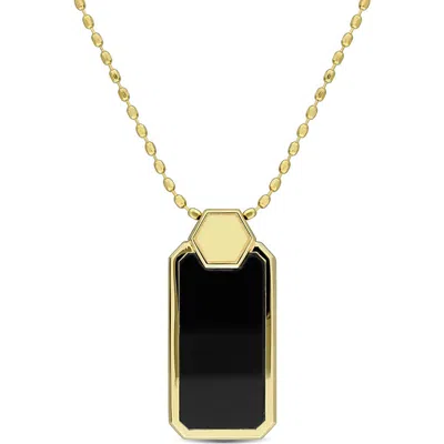 Delmar Onyx Geometric Dog Tag Pendant Necklace In Black