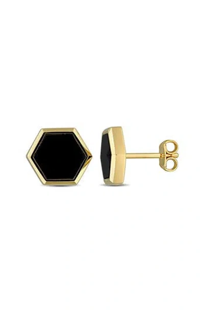 Delmar Onyx Stud Earrings In Black