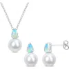 Delmar Opal & Freshwater Pearl Stud Earrings & Pendant Necklace Set