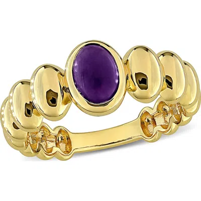 Delmar Oval African Amethyst Scalloped Band Ring In Purple