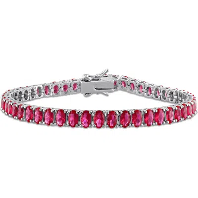 Delmar Oval Cut Created Ruby Tennis Bracelet In Pink