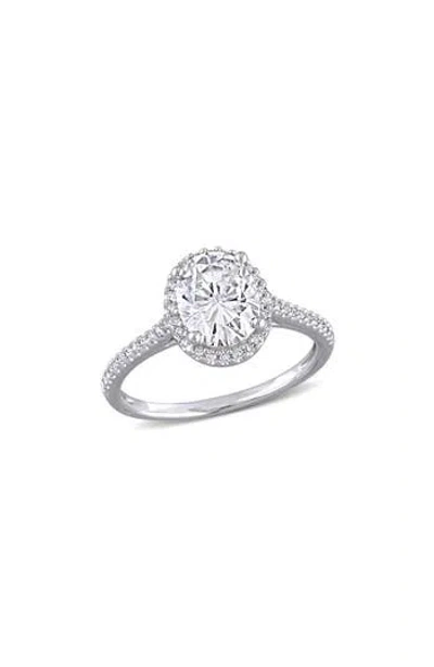 Delmar Oval Cut Lab-created Moissanite Halo Ring In White