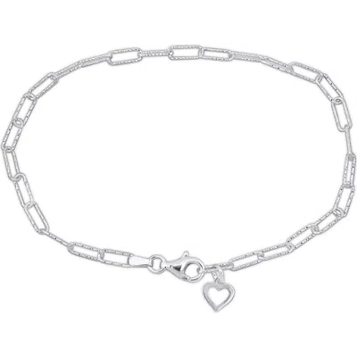 Delmar Oval Cut Link Heart Charm Bracelet In Neutral