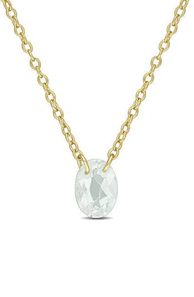Delmar Oval Green Quartz Pendant Necklace In Red