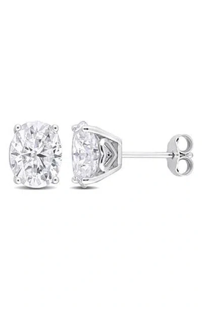 Delmar Oval Lab Grown Moissanite Stud Earrings In Silver