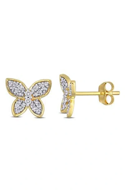 Delmar Pavé Diamond Butterfly Stud Earrings In Gold