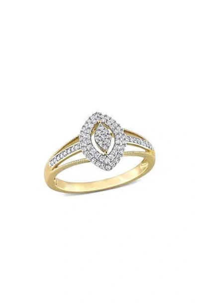 Delmar Pavé Diamond Double Halo Marquise Ring In White