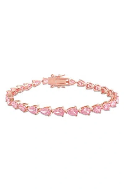 Delmar Pear Cut Created Sapphire Tennis Bracelet In Pink