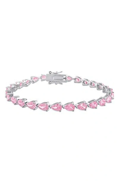 Delmar Pear Cut Created Sapphire Tennis Bracelet In Pink