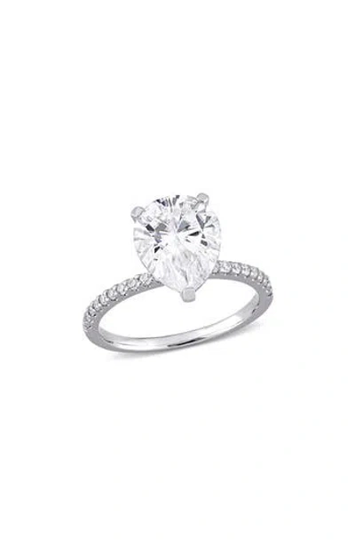 Delmar Pear Cut Lab-created Moissanite Ring In Metallic