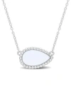 Delmar Pear Cut Semiprecious Stone Pendant Necklace In White