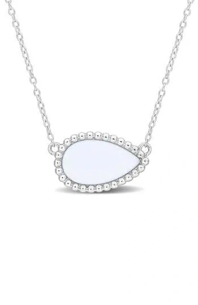 Delmar Pear Cut Semiprecious Stone Pendant Necklace In White