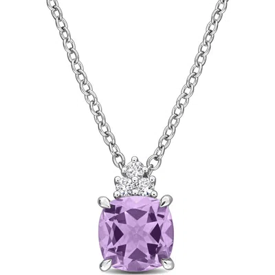 Delmar Pink Amethyst And Lab Created White Sapphire Pendant Necklace In Purple