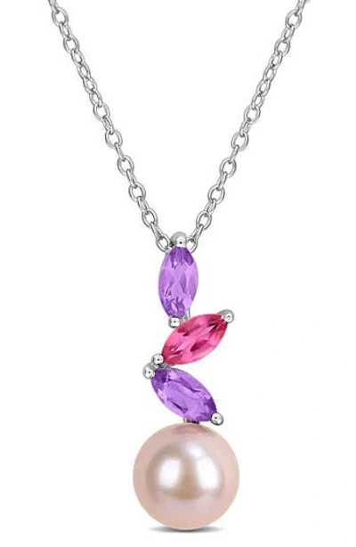 Delmar Pink Freshwater Pearl Pendant Necklace In Purple