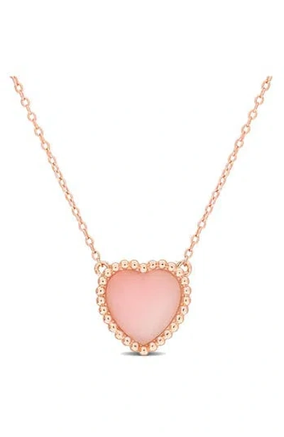 Delmar Pink Opal Heart Pendant Necklace
