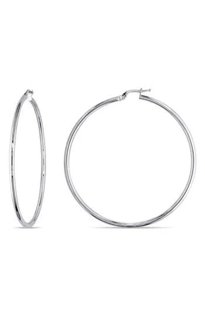 Delmar Polished Hoop Earrings In Silver