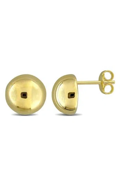 Delmar Puffed Round Button Stud Earrings In Gold