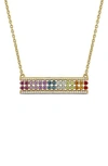 Delmar Rainbow Semiprecious Stone & Lab-grown White Sapphire Bar Pendant Necklace In Multi