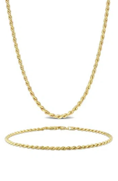 Delmar Rope Chain Necklace & Bracelet Set In Gold