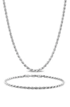 Delmar Rope Chain Necklace & Bracelet Set In Metallic
