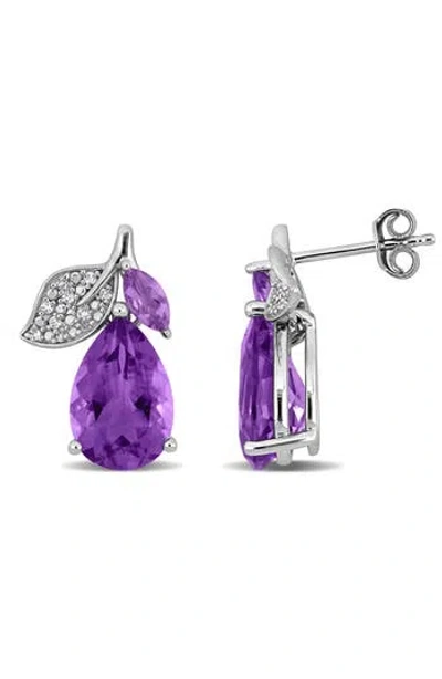 Delmar Rose De France & Amethyst Stud Earrings In Purple
