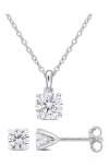 Delmar Round Lab Grown Moissanite Pendant Necklace & Stud Earrings Set