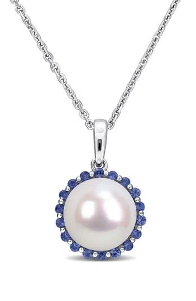 Delmar Sapphire & Cultured Pearl Pendant Necklace In Multi