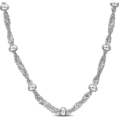 Delmar Saturno Bead Station Necklace, 2.8mm In Silver