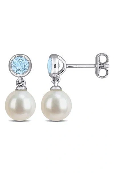 Delmar Semiprecious Stone & Cultured Pearl Drop Earrings In Blue