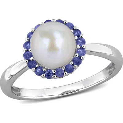 Delmar Semiprecious Stone & Cultured Pearl Ring In Blue