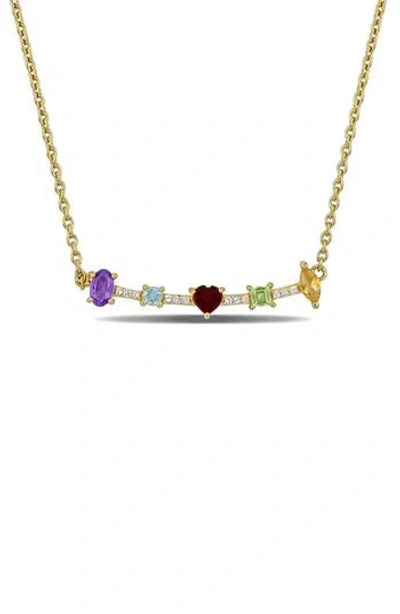 Delmar Semiprecious Stone & Lab-grown White Sapphire Bar Pendant Necklace In Multi