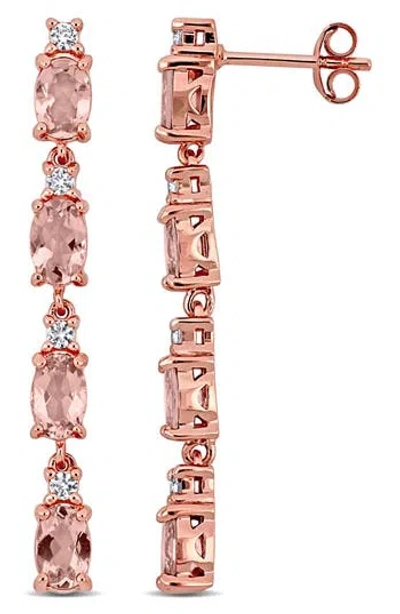 Delmar Semiprecious Stone & White Topaz Drop Earrings In Pink