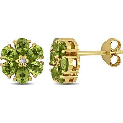 Delmar Semiprecious Stone & White Topaz Floral Stud Earrings<br /><br /><br /> In Gold