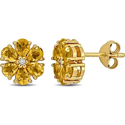 Delmar Semiprecious Stone & White Topaz Floral Stud Earrings<br /><br /><br /> In Gold