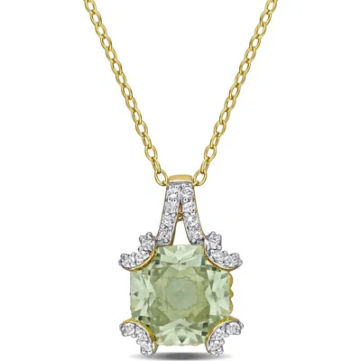 Delmar Semiprecious Stone & White Topaz Pendant Necklace In Green