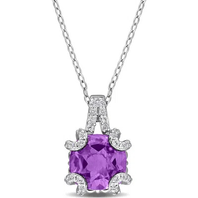 Delmar Semiprecious Stone & White Topaz Pendant Necklace In Purple