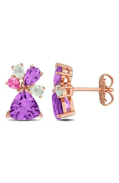 Delmar Semiprecious Stone Cluster Stud Earrings In Purple