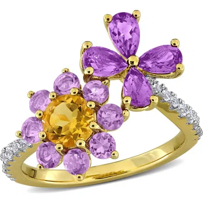 Delmar Semiprecious Stone Floral Cluster Ring In Purple