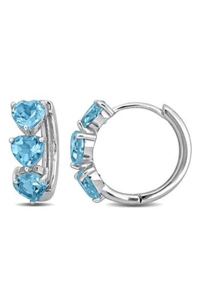 Delmar Semiprecious Stone Heart Hoop Earrings In Blue