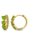 Delmar Semiprecious Stone Heart Hoop Earrings In Green