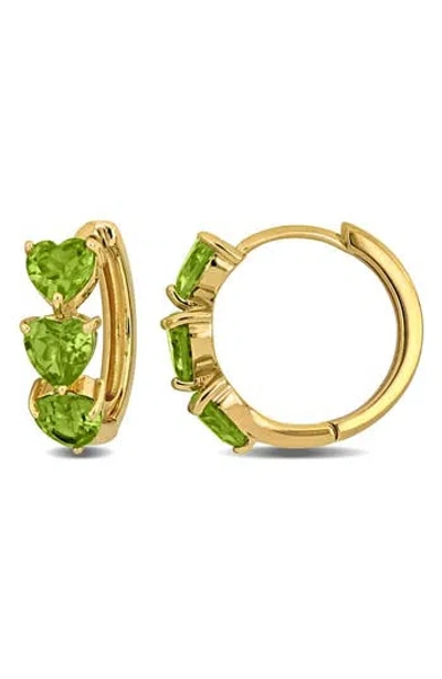 Delmar Semiprecious Stone Heart Hoop Earrings In Green