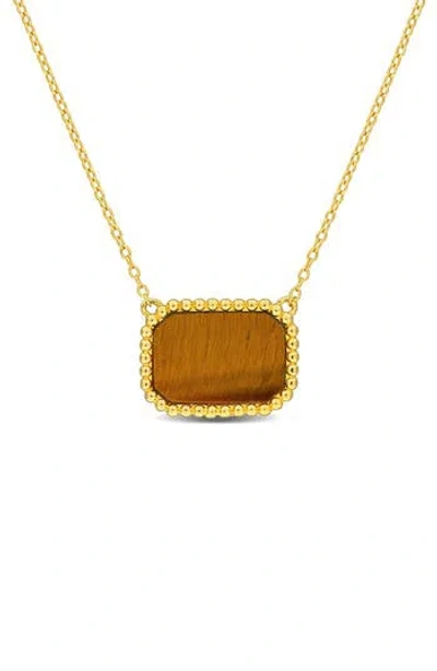 Delmar Semiprecious Stone Pendant Necklace In Brown